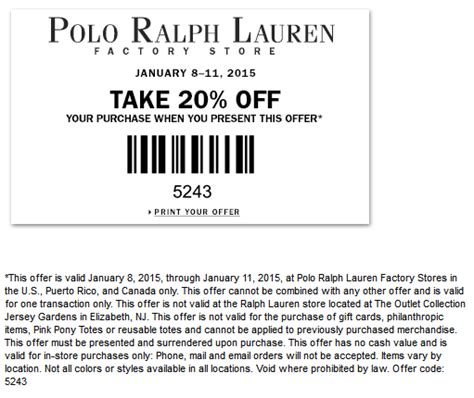 polo ralph lauren factory store coupon may 2015